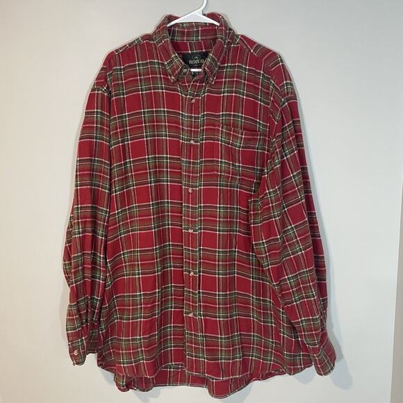 Red Head Lot of 2 Button Down Shirt Mens XLT Red Green Plaid Long Sleeve Flannel - Picture 10 of 13
